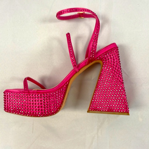 Pink Triangle Block Heels - Picture 3 of 4
